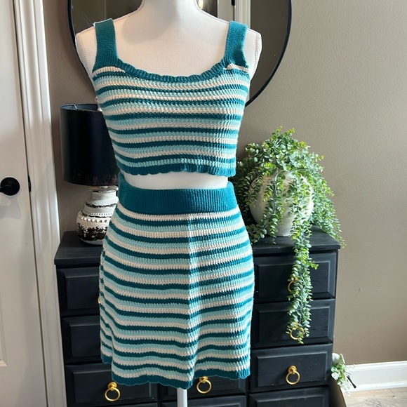 WILD FABLE 2 Pc. Striped Skirt & Crop Top Set Size Small - Picture 1 of 13